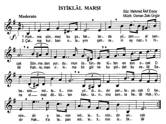 İstiklal Marşı Notaları Nelerdir?